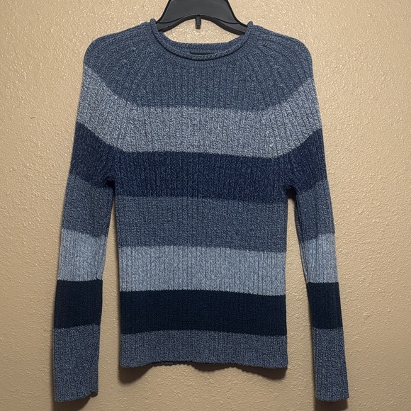 Carolyn Taylor Navy and Gray Striped Sweater - Picture 1 of 5